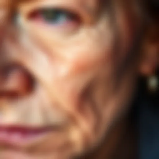 A close-up of aging skin showing wrinkles and fine lines