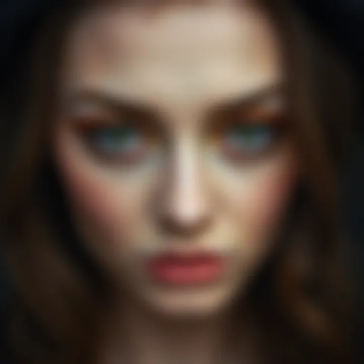 An artistic representation of amber eyes with creative makeup styles