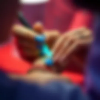 Close-up of a professional applying gel nails