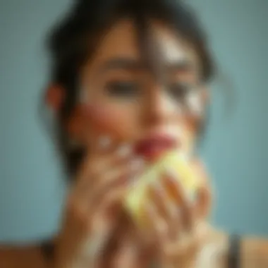 Applying donkey milk soap on skin