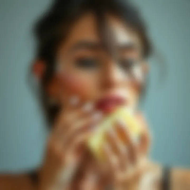 Applying donkey milk soap on skin