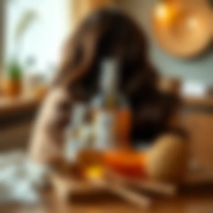 Luxurious Hair Treatment with Argan Oil A luxurious hair treatment featuring Argan oil on a wooden table