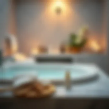 Relaxing Bathroom Setting for Peeling A serene bathroom setting with a luxurious bath and exfoliating tools