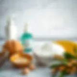 Ingredients for Exfoliating Scrub Exfoliating scrub ingredients displayed on a marble countertop