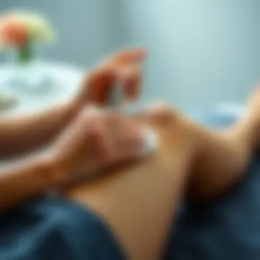 Applying Soothing Lotion Post-Peeling Soothing lotion being applied to smooth legs after treatment