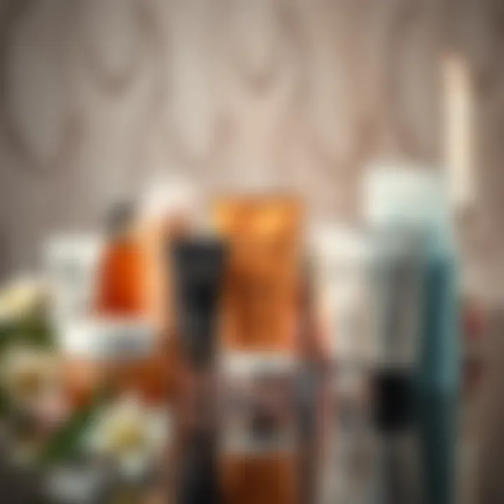 Variety of leg creams displayed elegantly