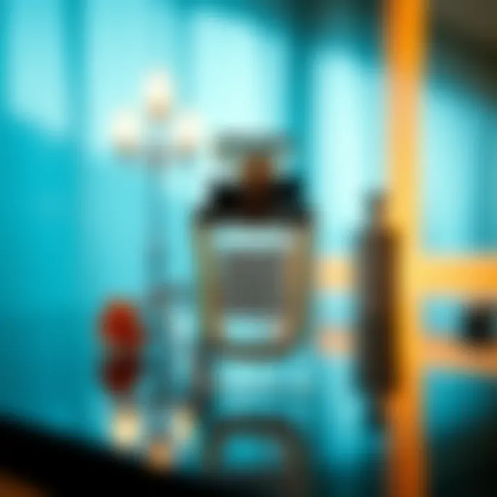 A luxurious perfume bottle elegantly presented on a reflective surface