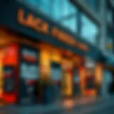 A vibrant storefront featuring Black Friday promotional banners and discounts