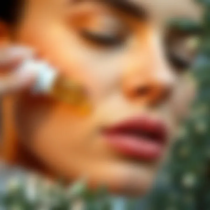 Tea Tree Oil Application on Skin Tea tree oil applied on a serene face