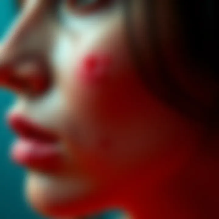 Close-up of skin with small red spots indicating potential health issues