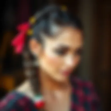 Creative open braid design with colorful accessories