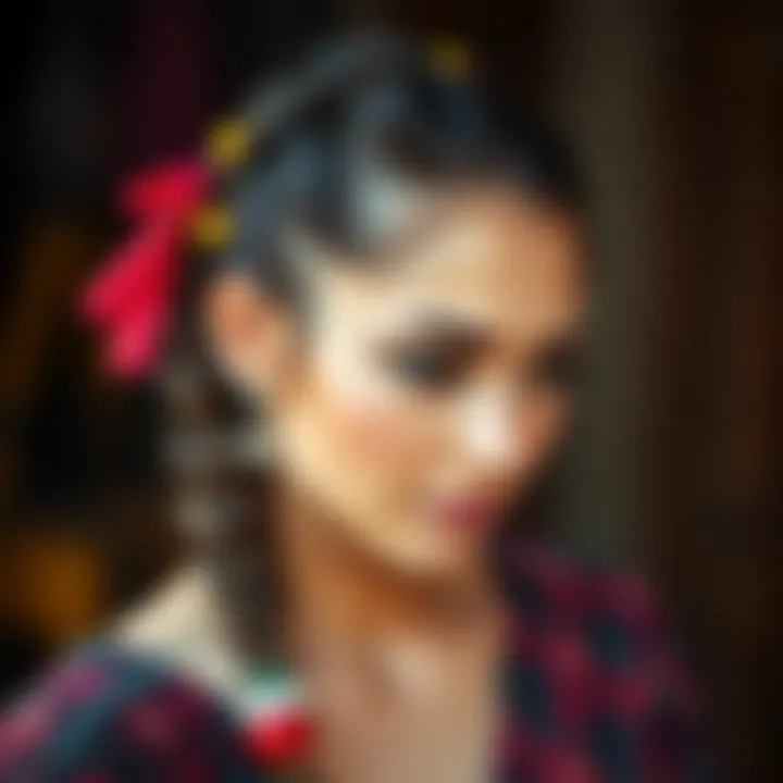 Creative open braid design with colorful accessories