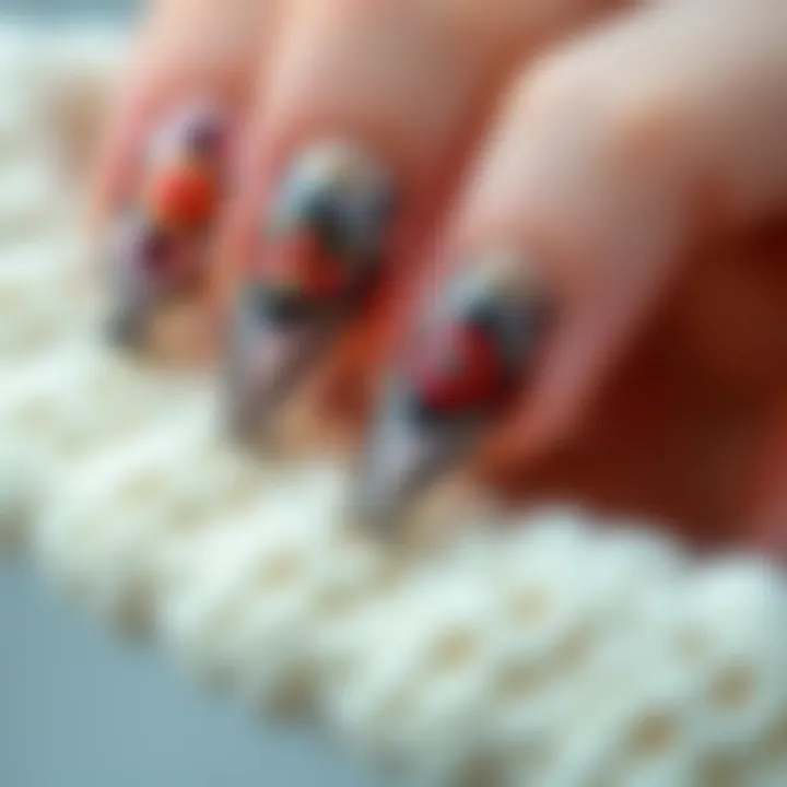 Vibrant gel nail art showcasing intricate designs