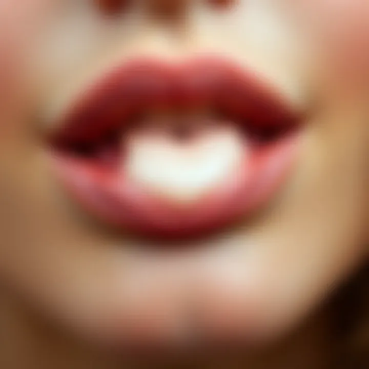 Close-up of lips with balm applied