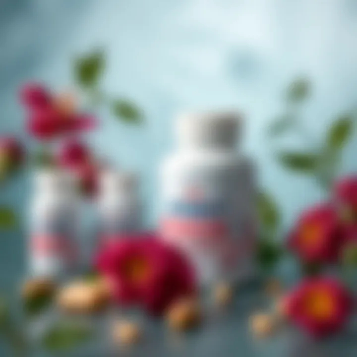 An array of collagen supplements with natural elements