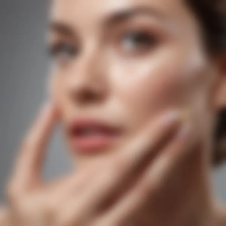 Close-up of a hand applying cream to the skin