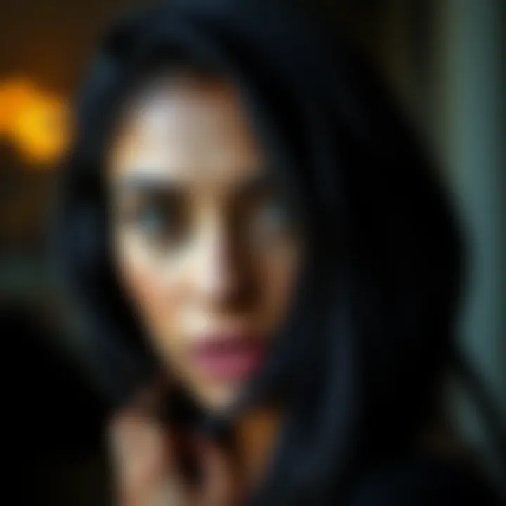 Deep black hair that enhances the natural glow of darker skin