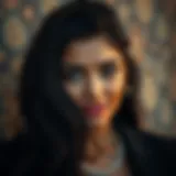 Stylish individual showcasing deep black hair against rich brown skin