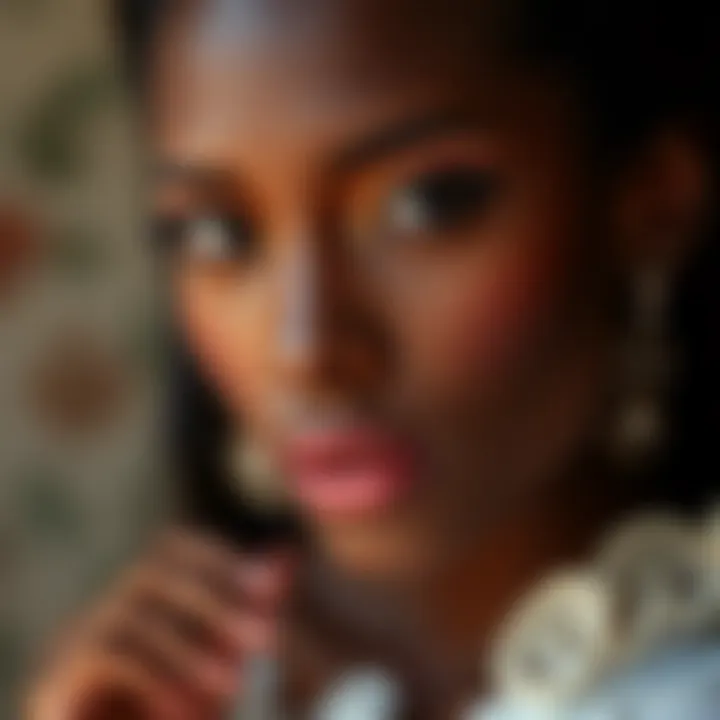 Elegant Makeup Look for Dark Skin with Blush An elegant makeup look featuring blush on dark complexion