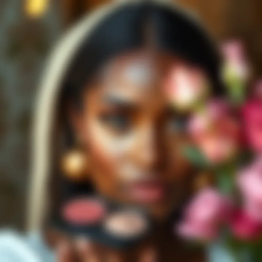 A warm blush palette suitable for dark skin tones