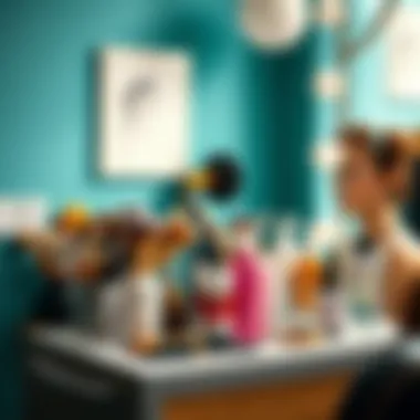 Setting Up Your Hair Coloring Station A well-organized hair coloring station with tools and products.