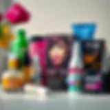 A vibrant array of hair dye products arranged aesthetically.