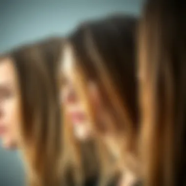 Diverse Hair Types Ready for Transformation A close-up of different hair types before a haircut