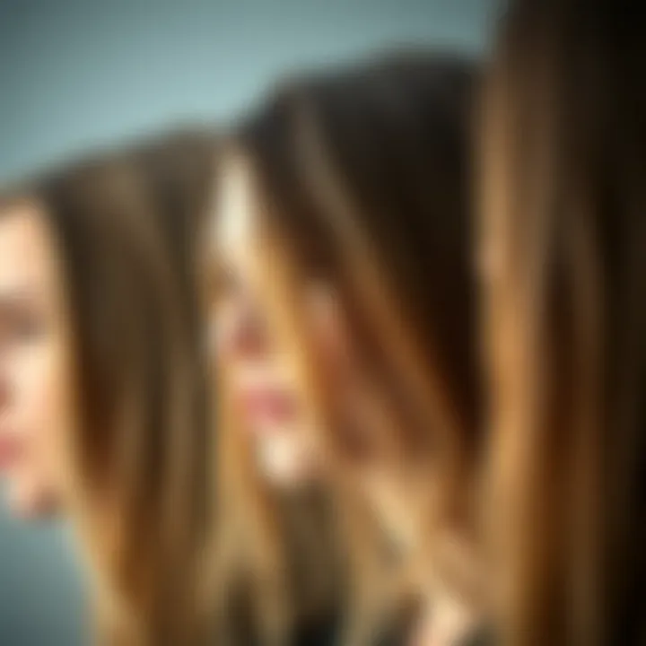 Diverse Hair Types Ready for Transformation A close-up of different hair types before a haircut