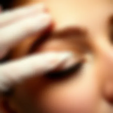 Close-up of the eye area being massaged