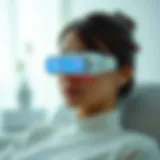 Relaxing eye massage device in use