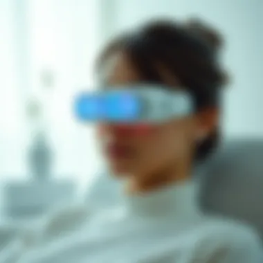 Relaxing eye massage device in use