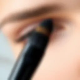 Close-up of a sleek eyeliner brush with bristles