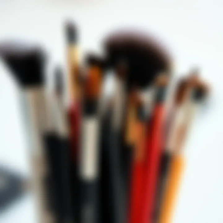 Variety of eyeliner brushes displayed aesthetically