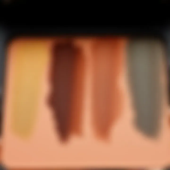 Swatches of various eyeshadow options suitable for different skin tones.