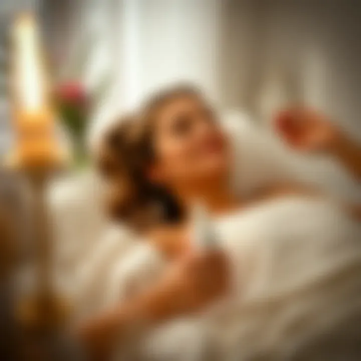 A serene setting depicting a person enjoying a skincare routine, emphasizing relaxation and self-care.