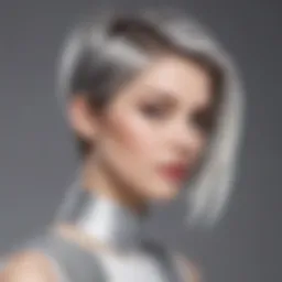 Elegant gray and white hairstyle showcasing a modern cut