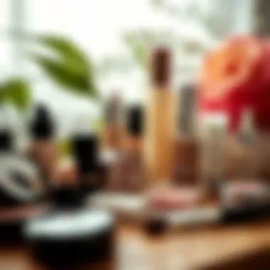 An array of essential products for a natural makeup look