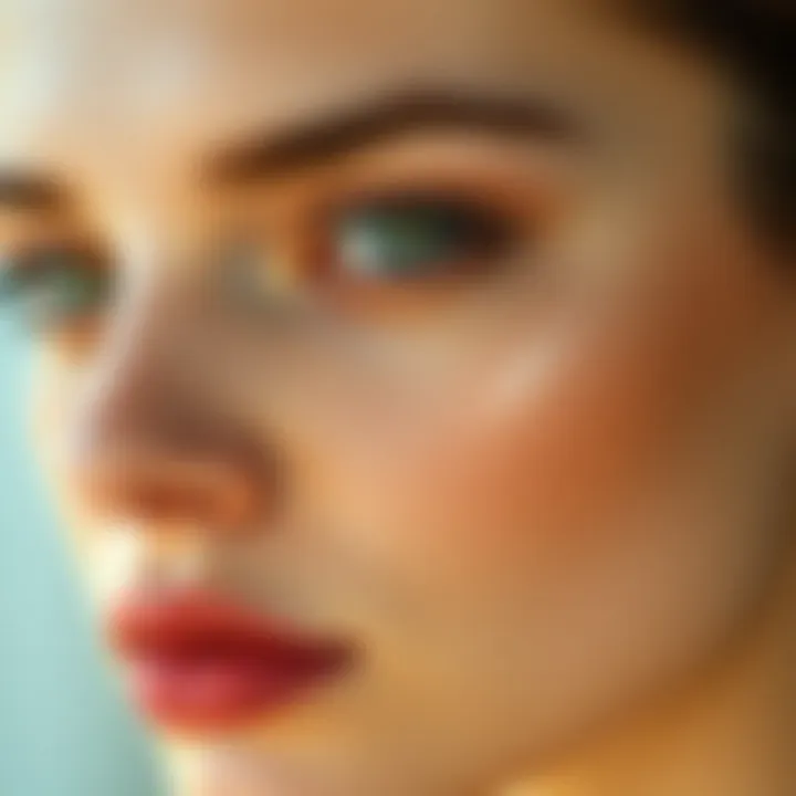A close-up of flawless skin enhanced with natural makeup techniques