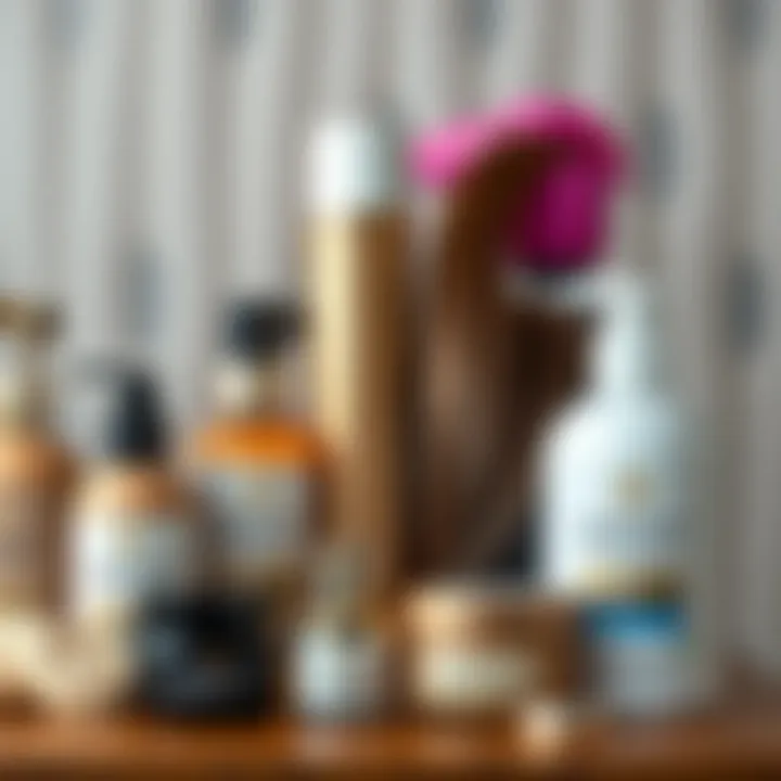 Different hair care products displayed