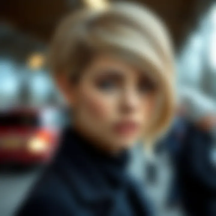 Layered haircut enhancing facial symmetry