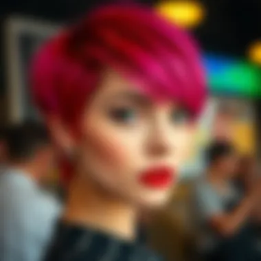 Stylish haircut with vibrant colors