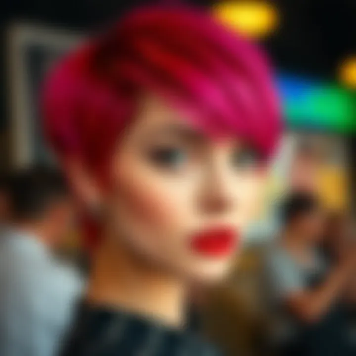 Stylish haircut with vibrant colors