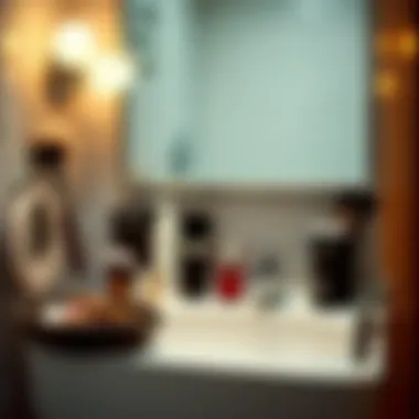 A serene bathroom setting with grooming tools displayed.