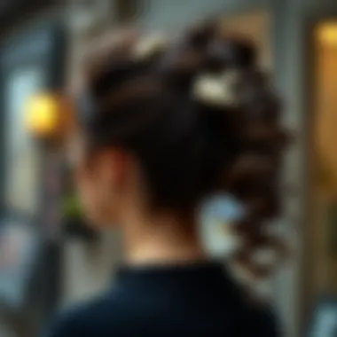 Chic high curly ponytail with decorative accessories