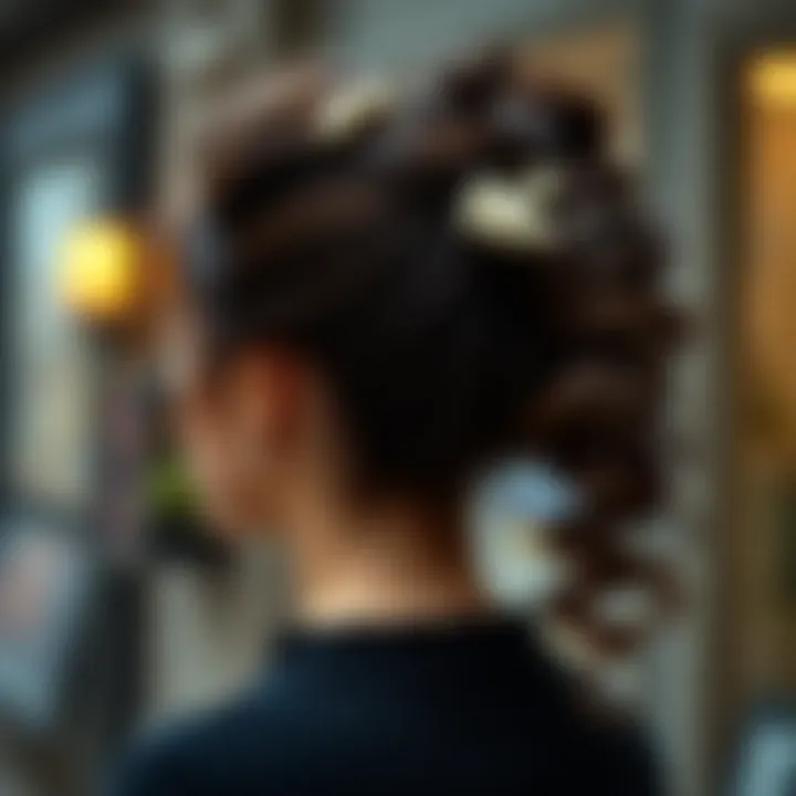 Chic high curly ponytail with decorative accessories