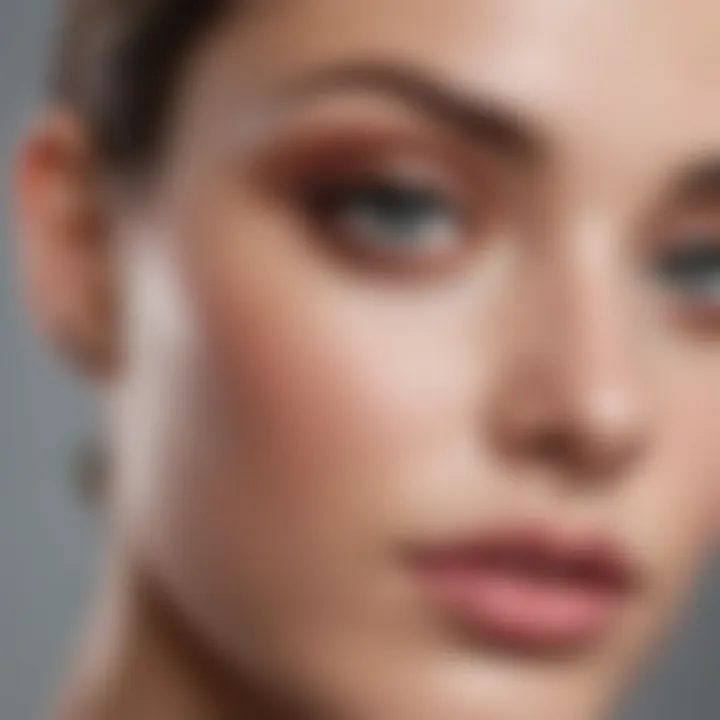 Close-up of a flawless makeup application on skin