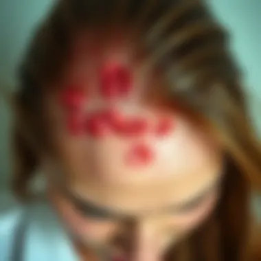 Inflamed scalp showing signs of eczema