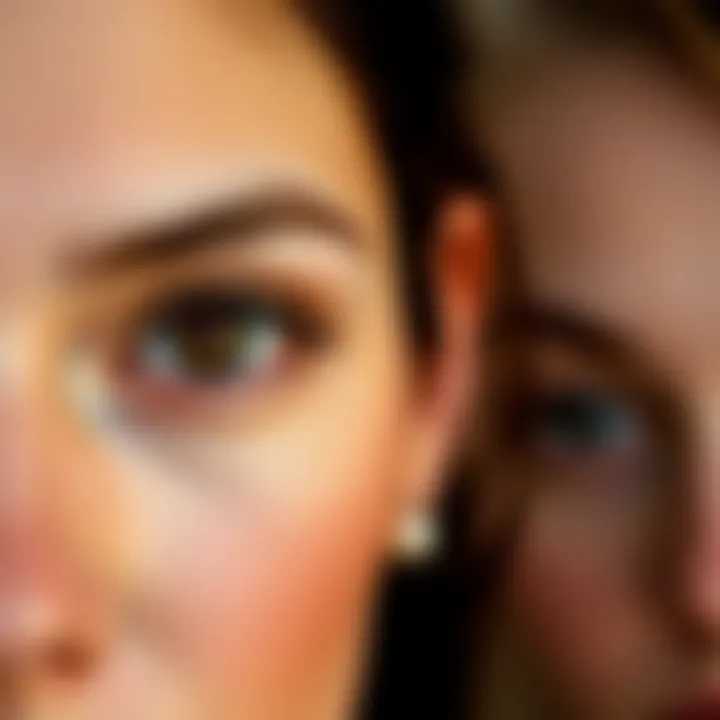 A close-up view of various shades of brown eyes