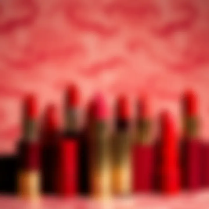 Variety of Red Lipstick Shades An array of red lipsticks showcasing different shades and textures.