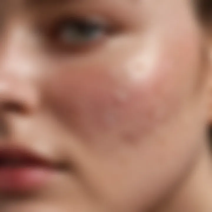 A close-up of clogged pores on skin